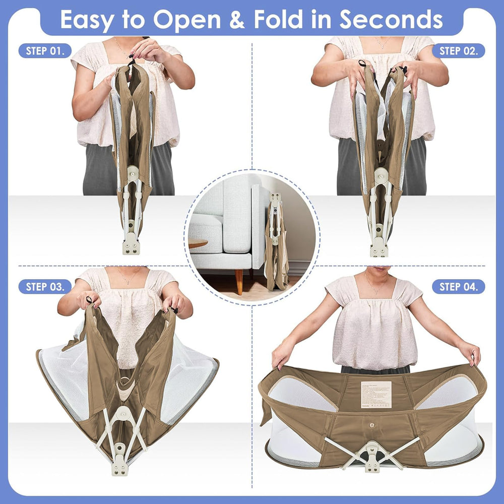 ISELECTOR portable baby bassinet washable fabrics underline simple maintenance