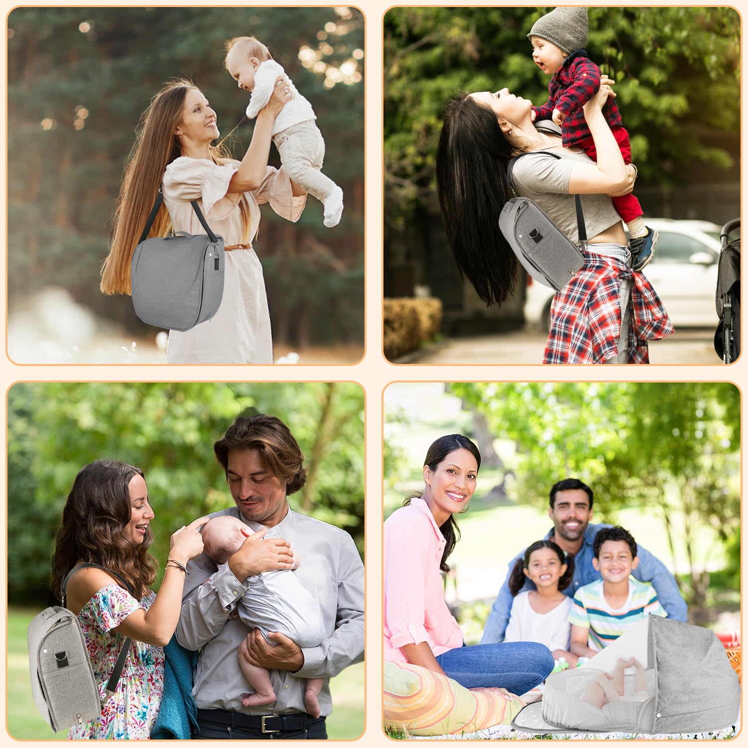 ISELECTOR portable bassinet carry bag and storage pocket help organize baby gear.