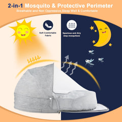 ISELECTOR portable bassinet fully set up for quick, cozy baby sleep on the go.