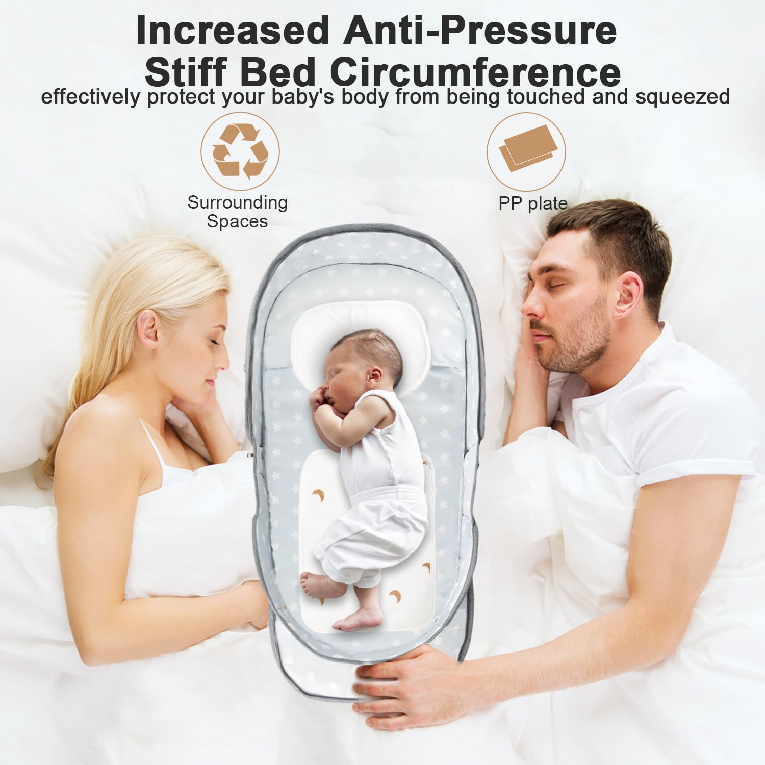 ISELECTOR portable bassinet in side-sleep setup supports close, safe cosleeping.