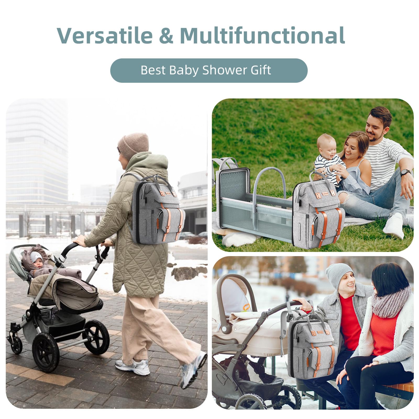 ISMGN Diaper Bag Backpack 25L main pocket fits many baby essentials.
