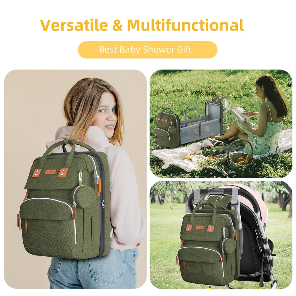 ISMGN diaper bag backpack adjustable shoulder straps for comfortable all-day wear.