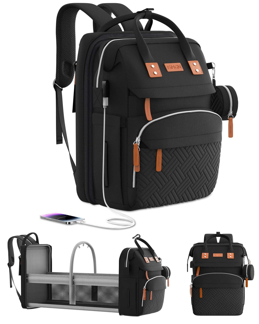 ISMGN diaper bag backpack with changing station ready for quick on-the-go changes