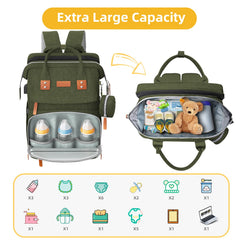 ISMGN diaper bag backpack main compartment opened for quick access to essentials.