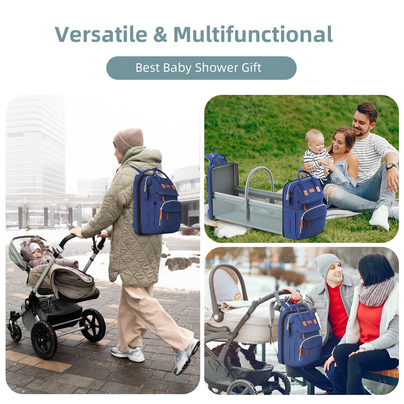 ISMGN diaper bag backpack multi-mode design for backpack or tote use