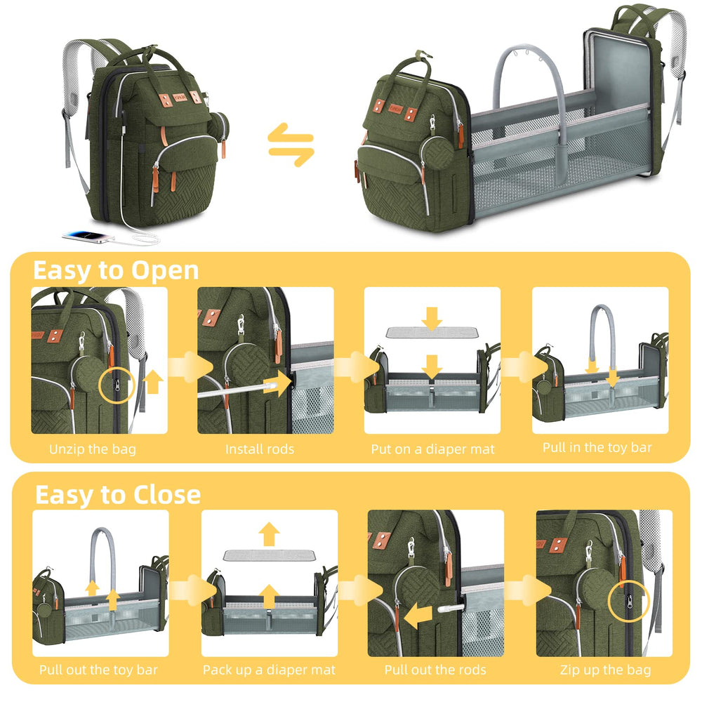 ISMGN diaper bag backpack pacifier case attached for quick access.