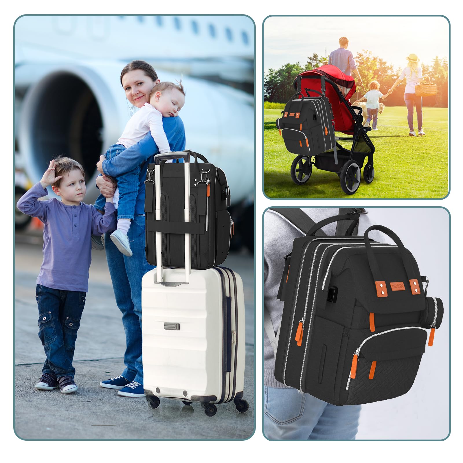 ISMGN multi-mode design allows backpack and tote use for versatile parenting