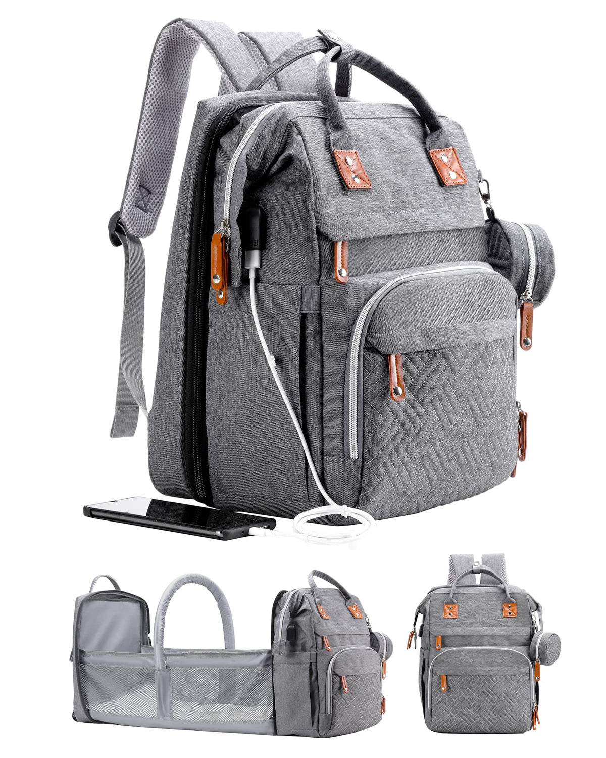 ISMGN diaper bag backpack with changing station enables quick on-the-go diaper changes