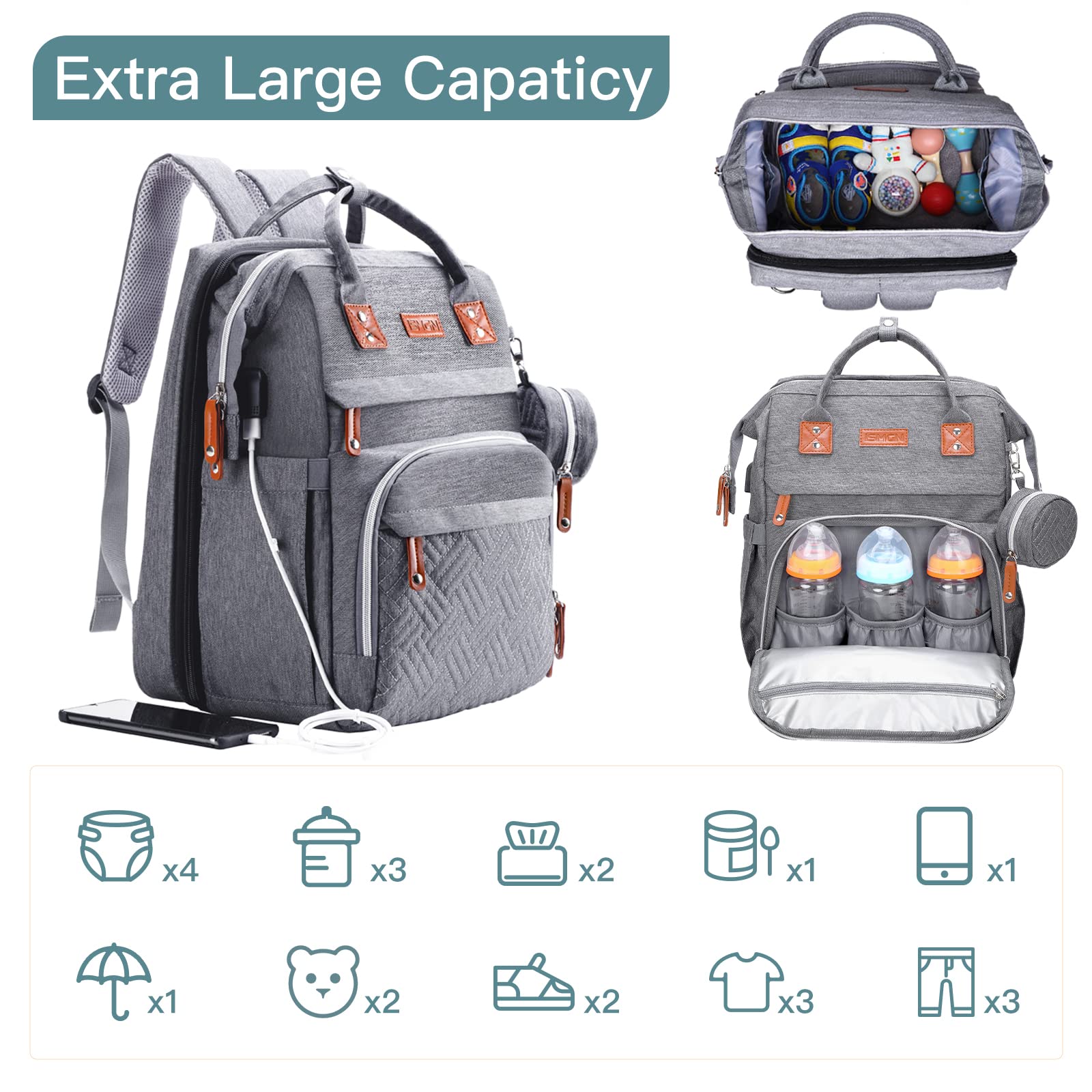 ISMGN diaper bag backpack 25L capacity keeps essentials organized during trips