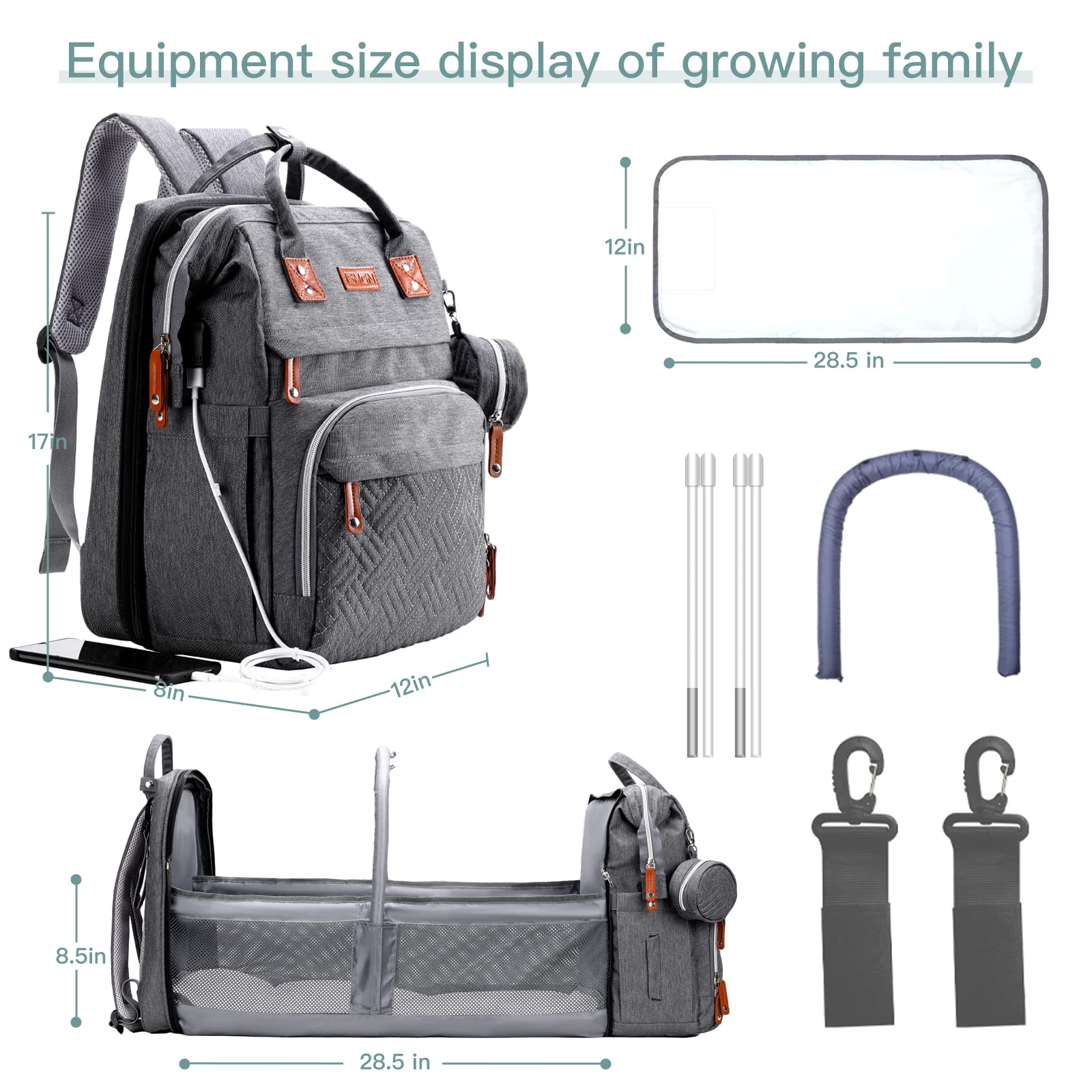 ISMGN diaper bag demonstrates three modes for backpack or handheld use