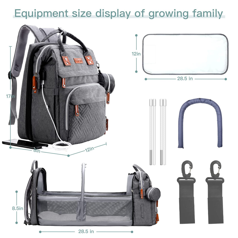 ISMGN diaper bag demonstrates three modes for backpack or handheld use