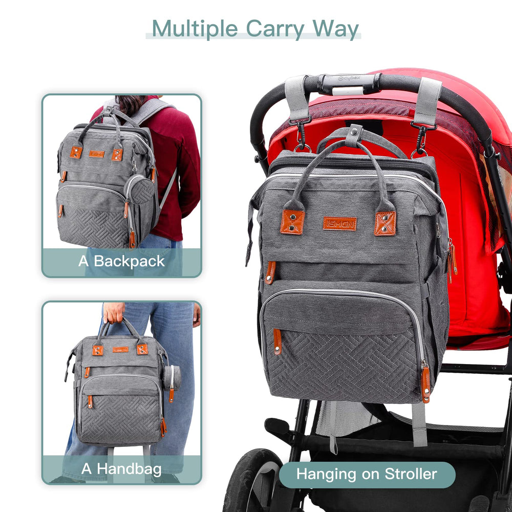ISMGN diaper bag in deep gray offers unisex style for mom or dad