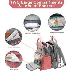 ISMGN Extra Large Diaper Bag Backpack PinkGrey, insulated bottle pockets for temperature control