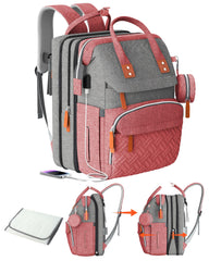 ISMGN Extra Large Diaper Bag Backpack PinkGrey, open main compartment for quick access