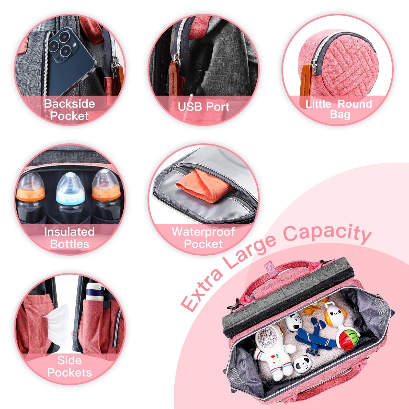 ISMGN insulated bottle pockets keep milk warm or formula cool.