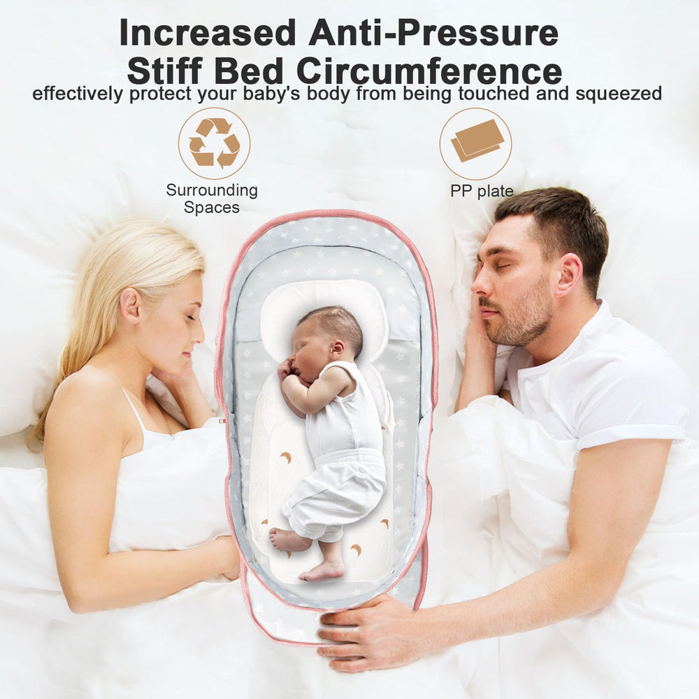ISELECTOR raised edges highlight a secure barrier during infant cosleeping.