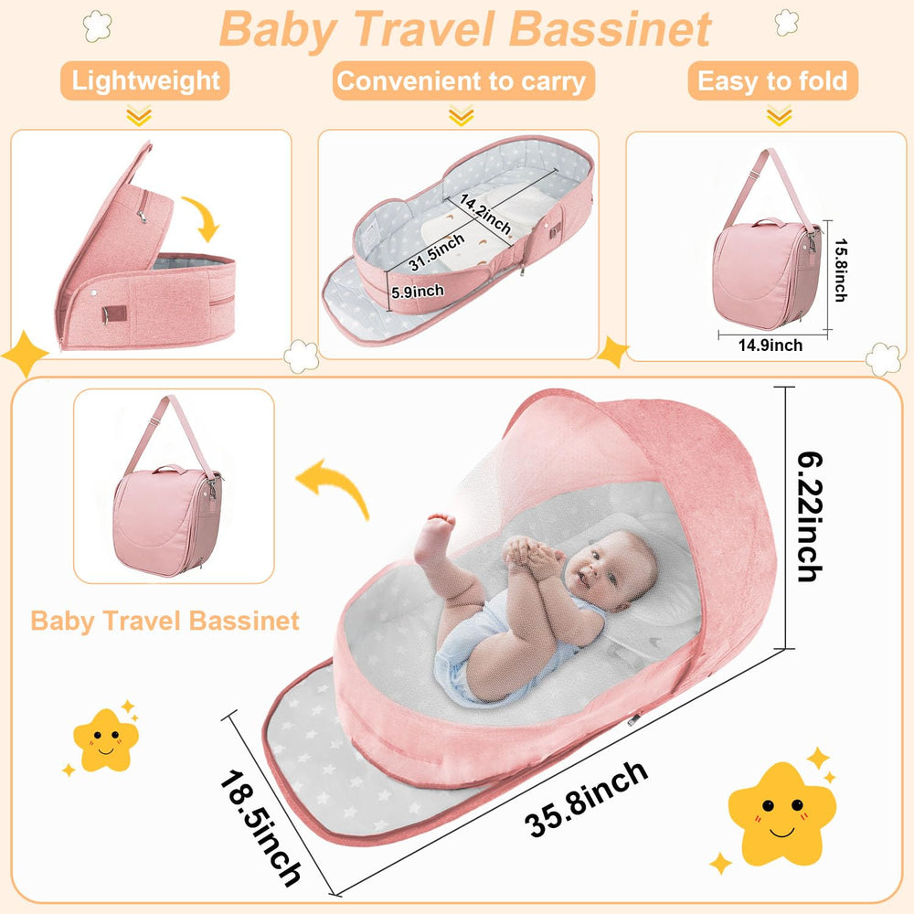 ISELECTOR two-in-one canopy sunshield bug-guard protects baby outdoors from sun and insects.