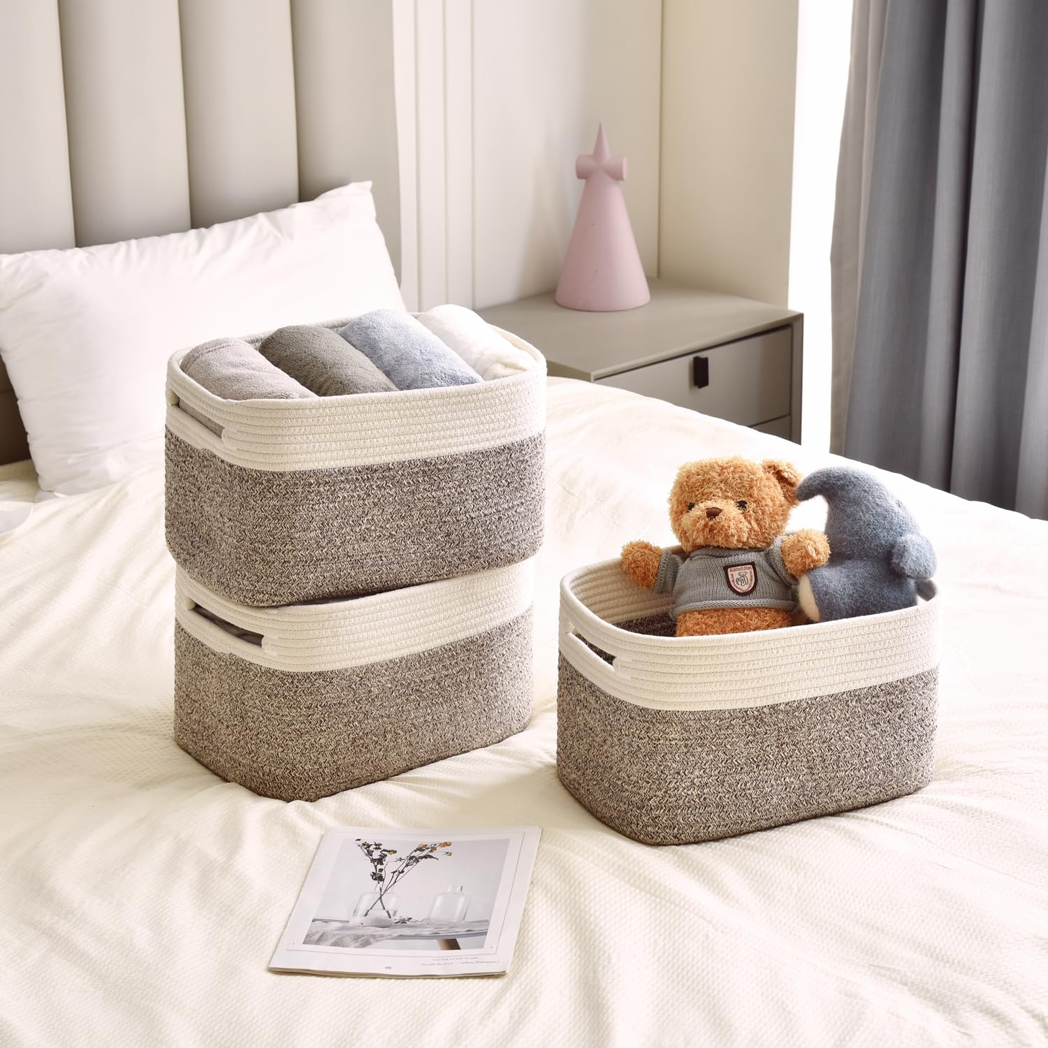 Issudata storage basket with built-in handles makes carrying toys easy