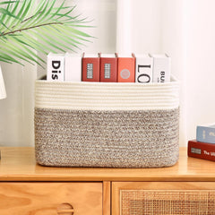 Issudata storage basket in living room complements decor and organization