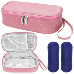 ISUSSER breastmilk cooler bag pink front view highlighting portability for outings.