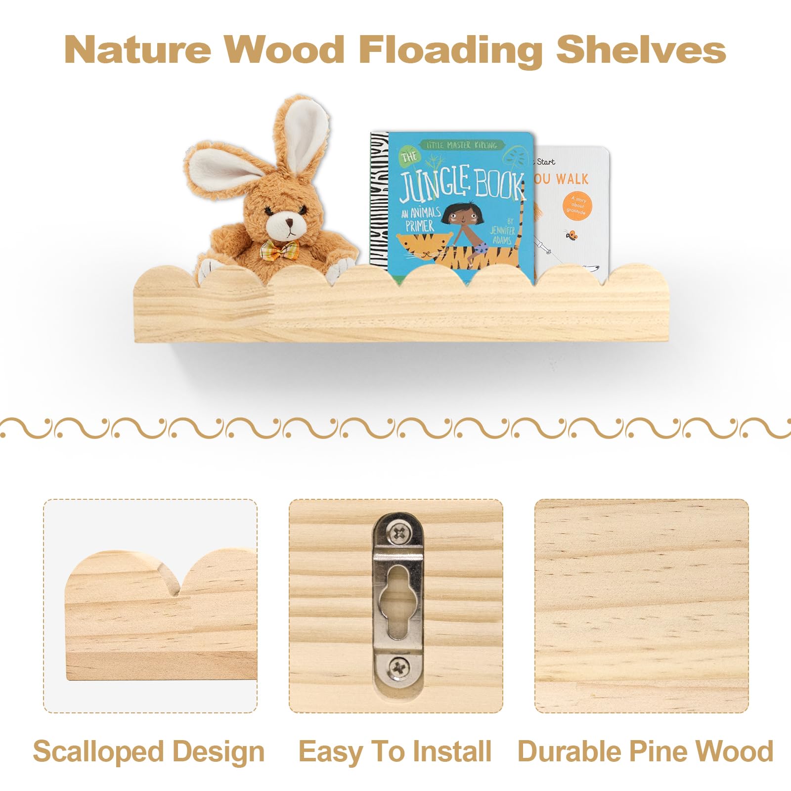 Kids reach for books and toys on Iswabard floating shelves for easy organization
