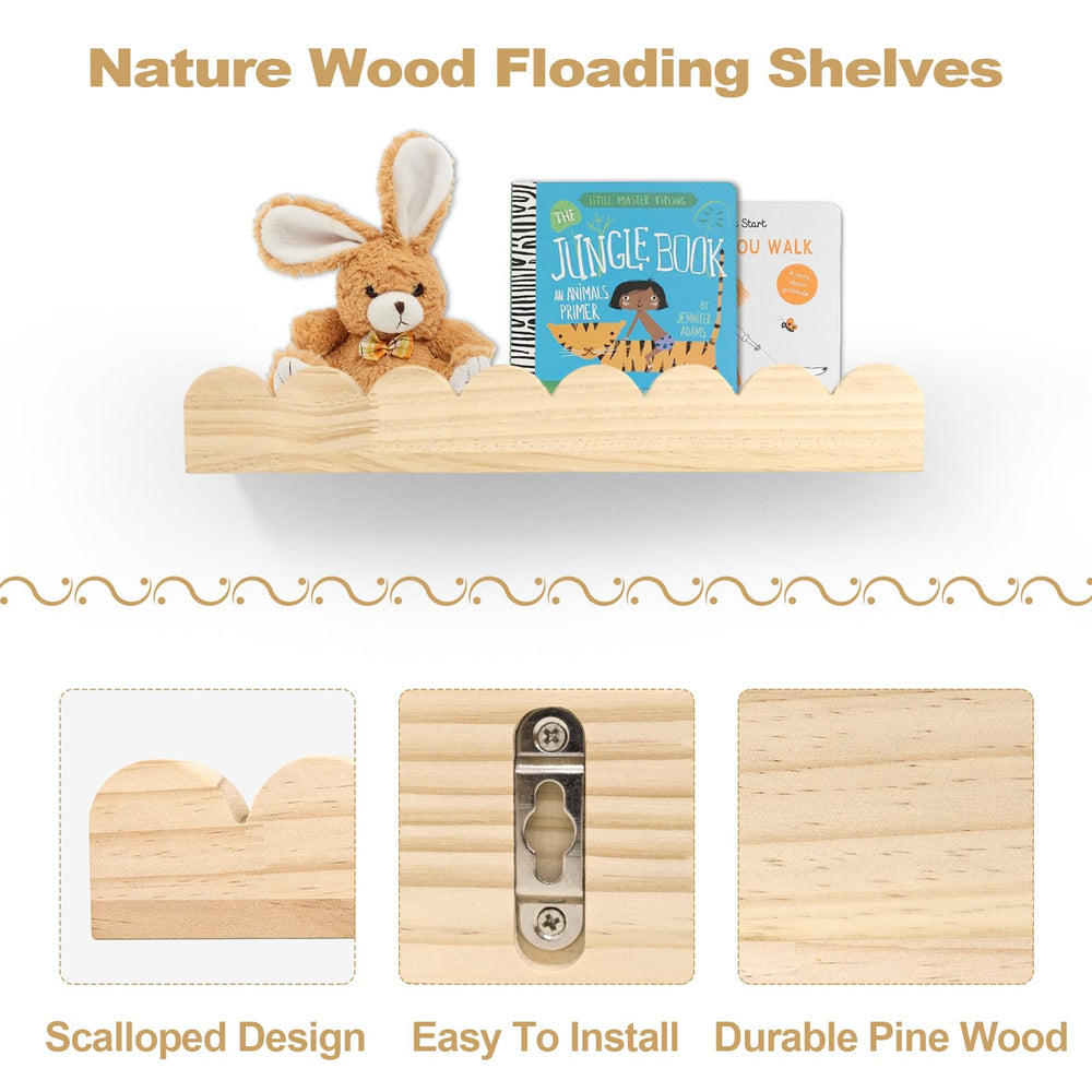 Kids reach for books and toys on Iswabard floating shelves for easy organization