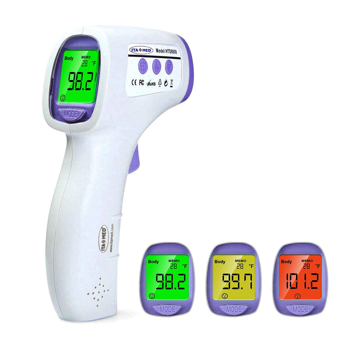 ITA-MED forehead thermometer display with instant reading for quick fever checks