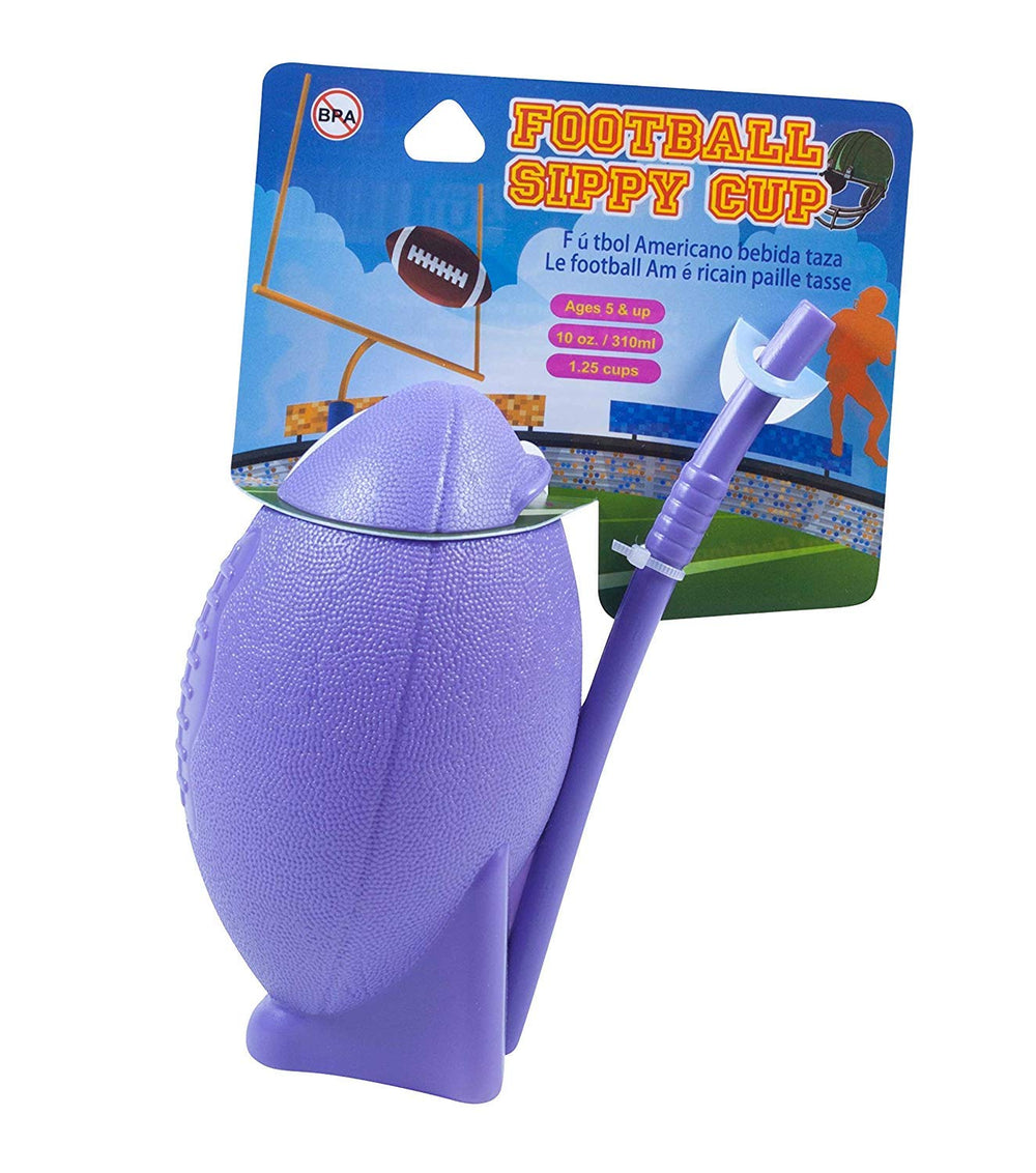 Football sippy cup with snap-on lid for quick refills during play