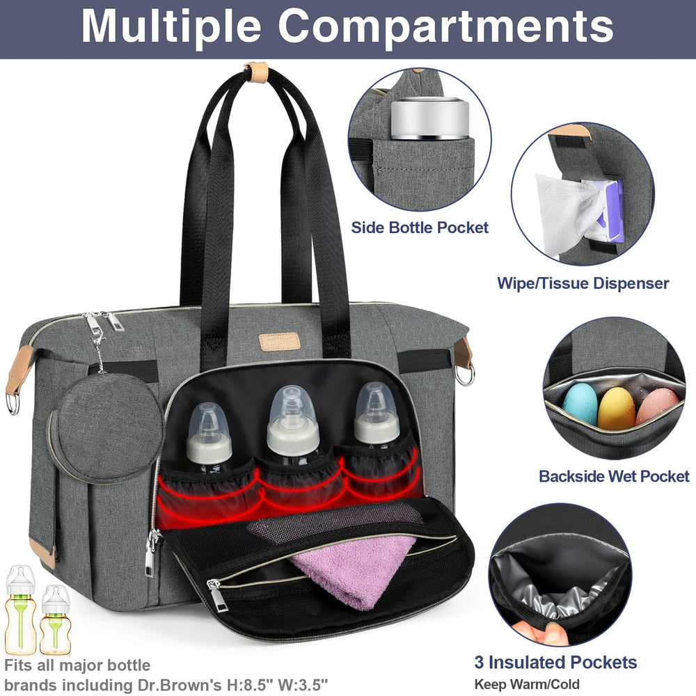 ITIEZY diaper bag tote with portable changing pad for on the go diapering