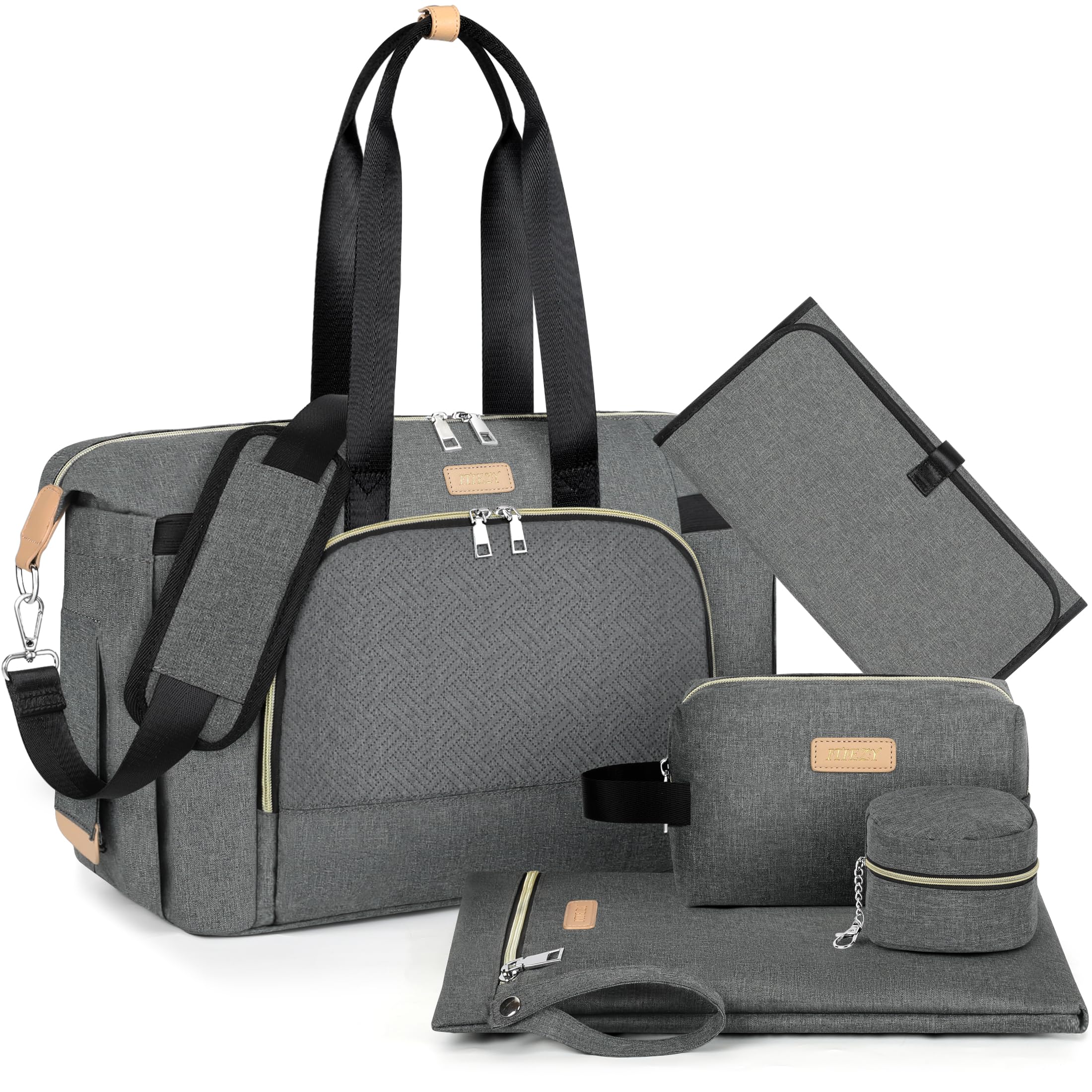 ITIEZY diaper bag tote front view highlighting spacious main compartment for baby essentials