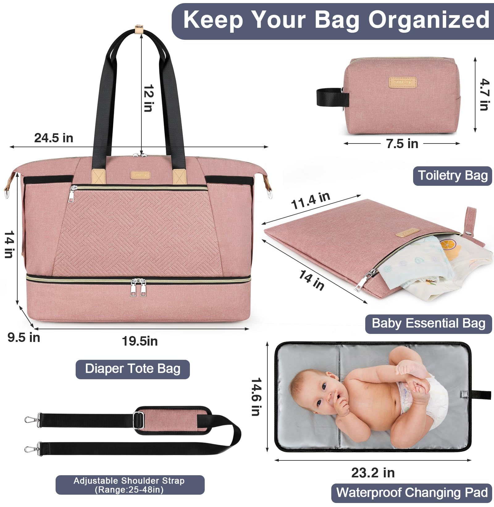 ITIEZY diaper bag tote insulated pockets preserve bottle temperature for sipping on the go.