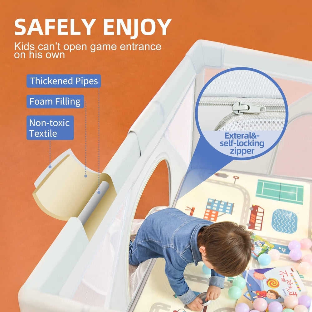 iTiLike Foldable Playpen-anti-slip-base provides stable play space at home