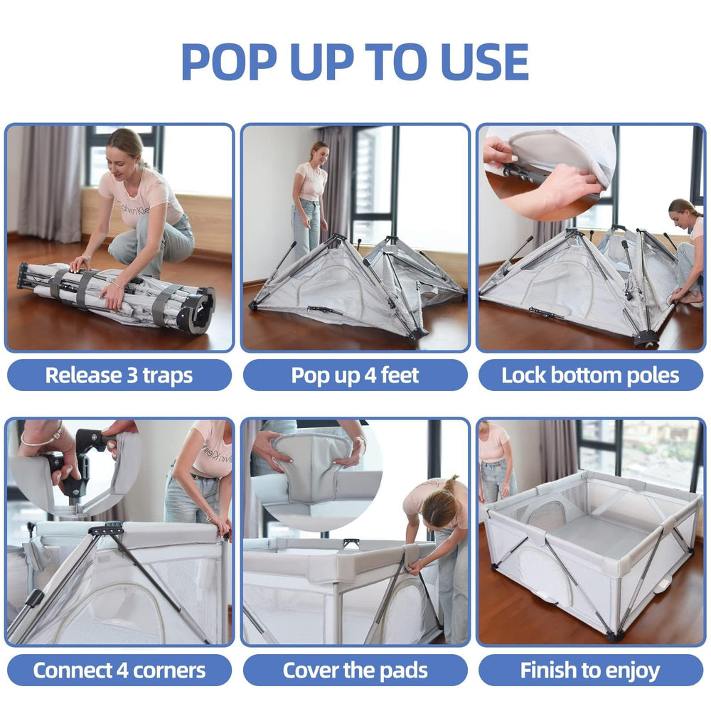iTiLike Foldable Playpen compact fold demonstrates easy storage and transport