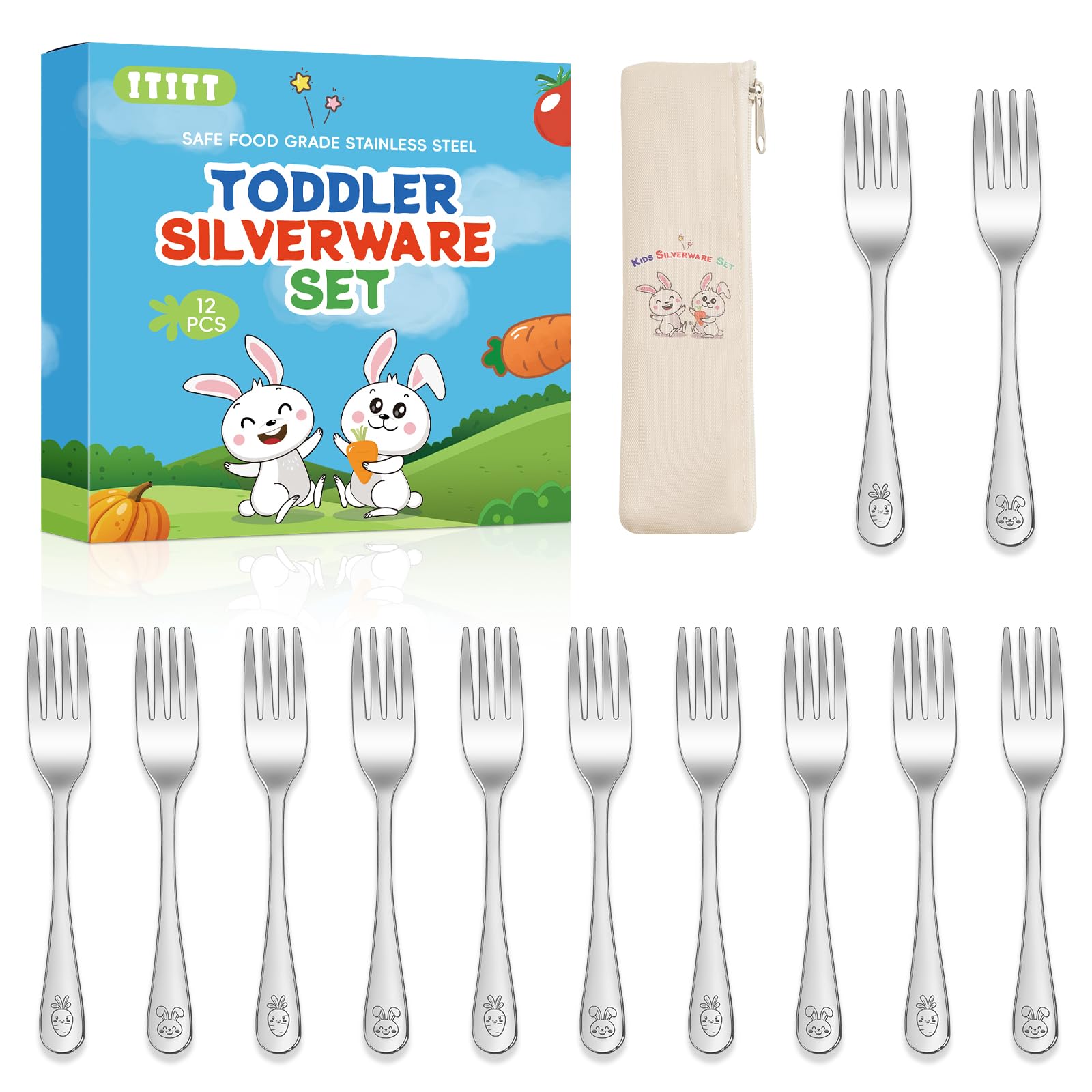 ITITT 12-piece toddler forks set for family meals.