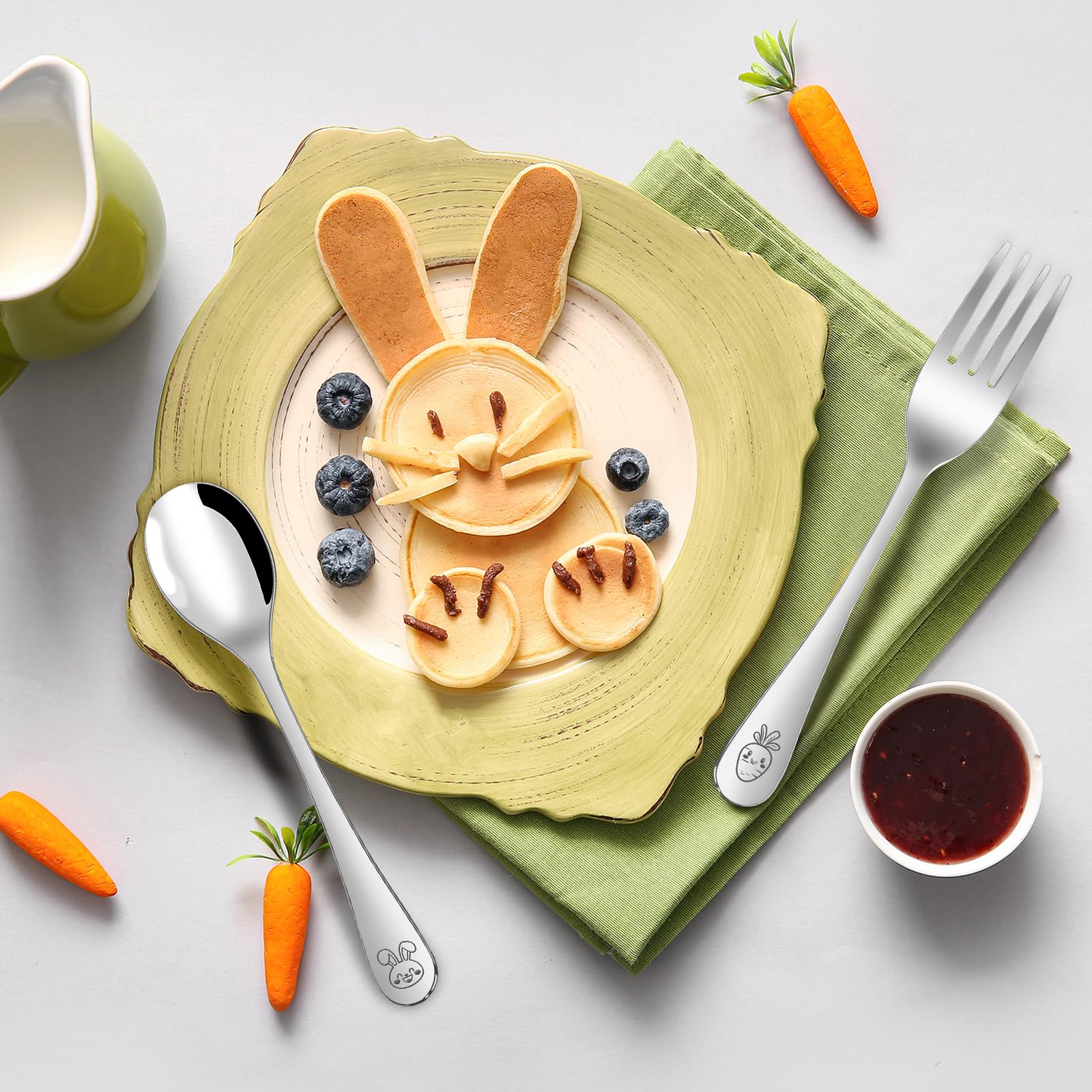 ITITT dishwasher-safe toddler utensils for easy cleanup after meals.