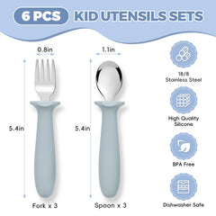 ITITT toddler utensils with silicone handles offer a comfortable, safe grip for little hands.