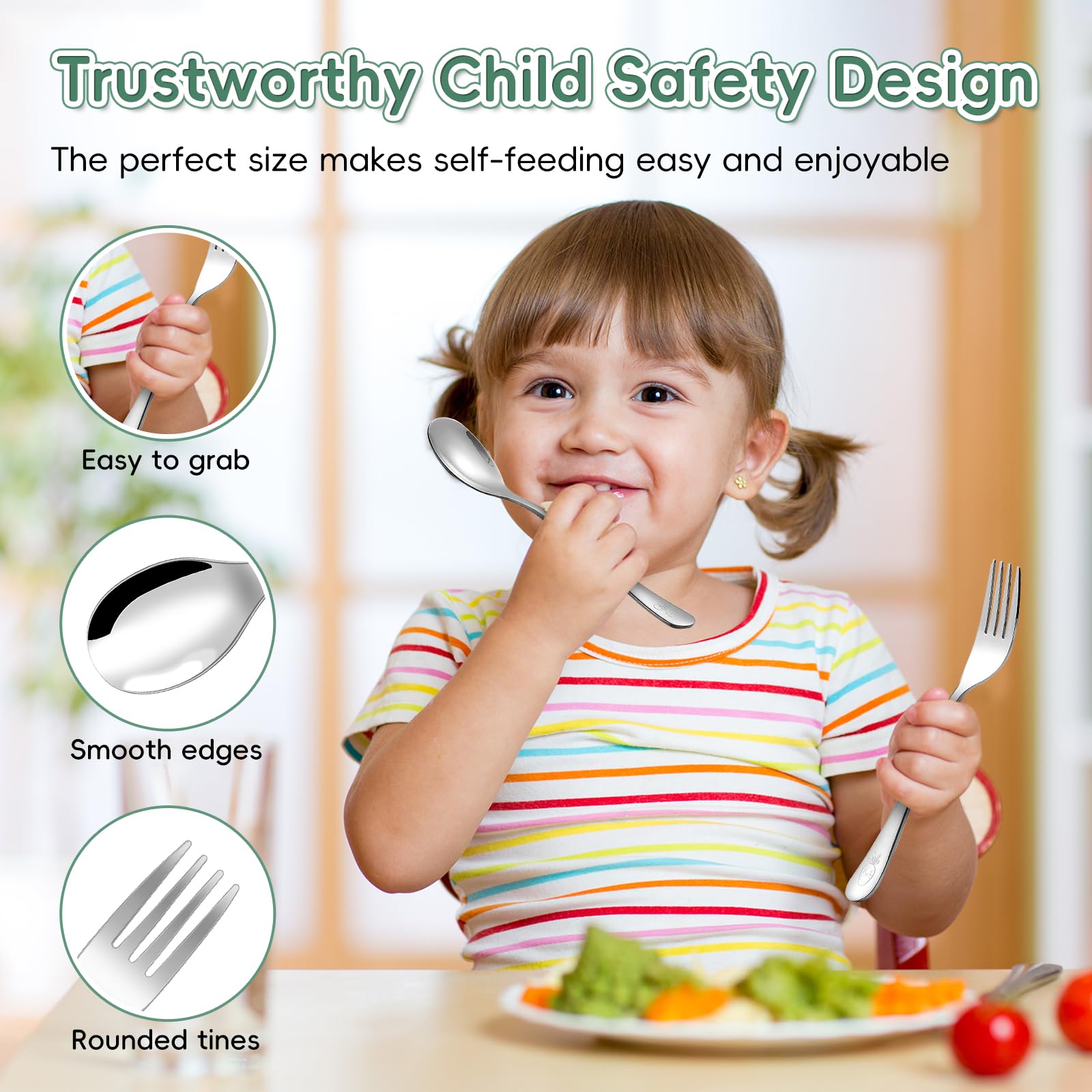 ITITT toddler utensils small spoons with easy grip and deep bowls for scooping.