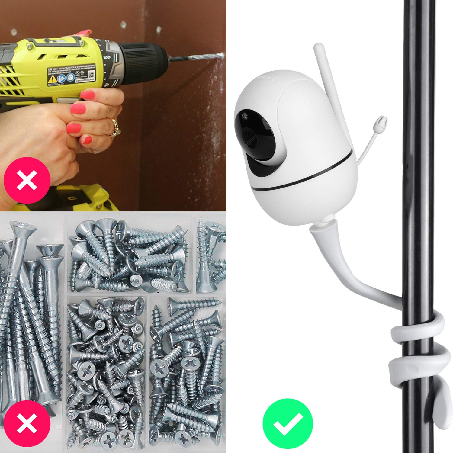 itodos baby monitor mount wrapped around crib rail for secure hold