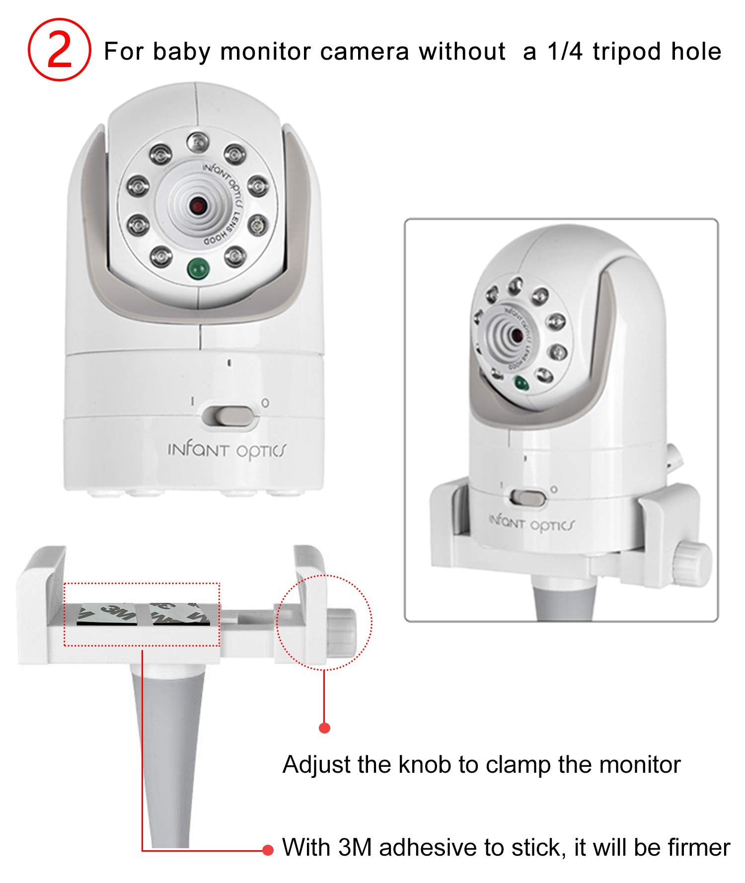 iTODOS travel-friendly baby monitor mount ready for trips and overnight stays.
