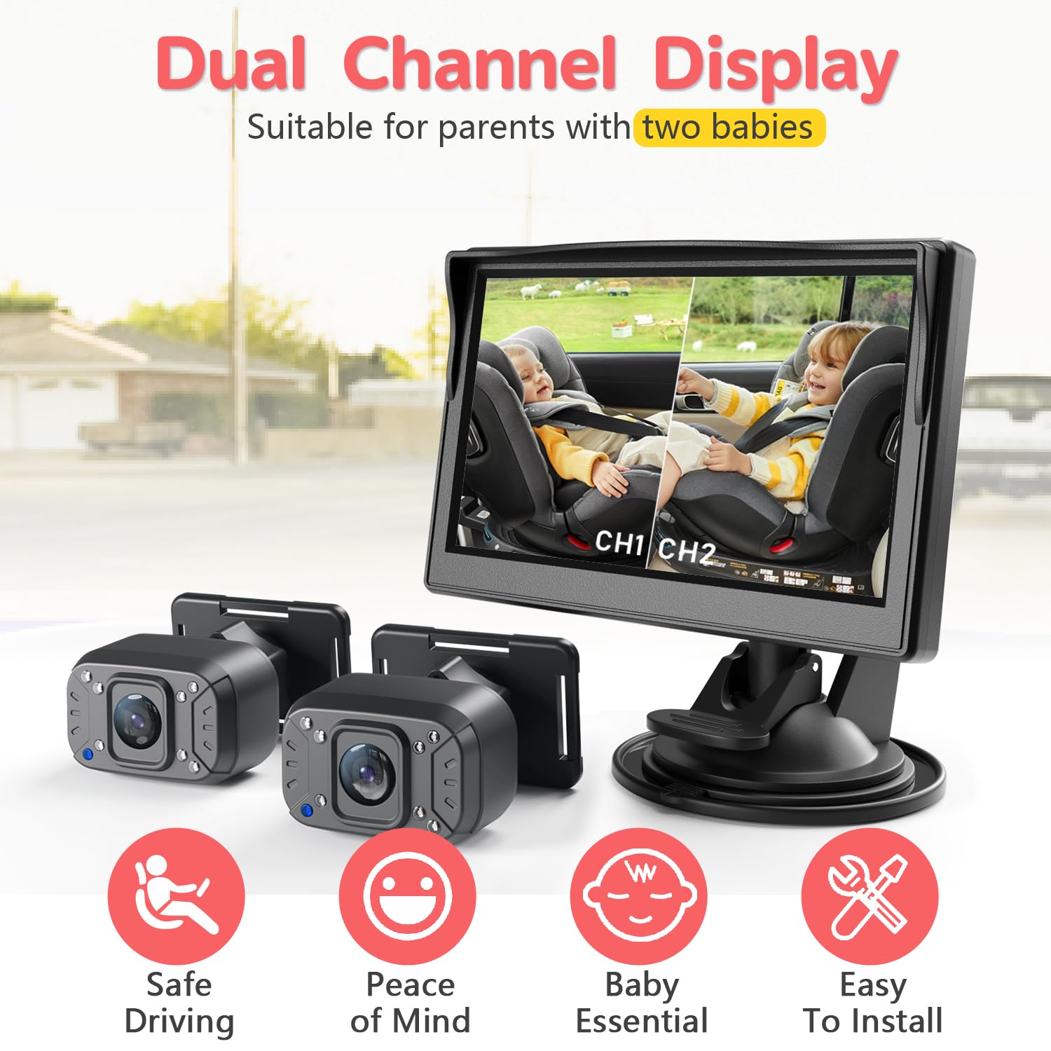 Itomoro Baby Car Camera 1080p display delivers crisp daytime color