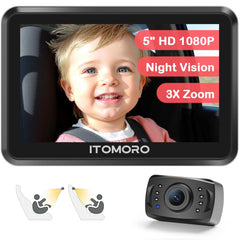 Itomoro Baby Car Camera 5in display, wide 150° view for clear rear monitoring.