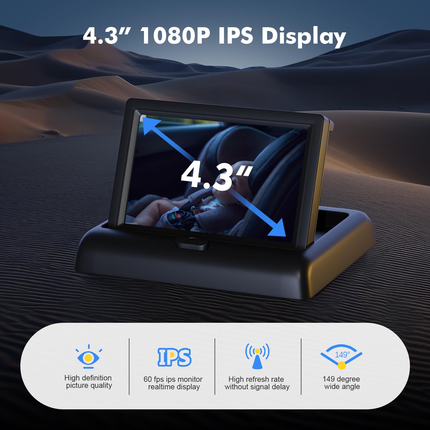 Itomoro Baby Car Camera easy-install-setup clamps to headrest with USB power.