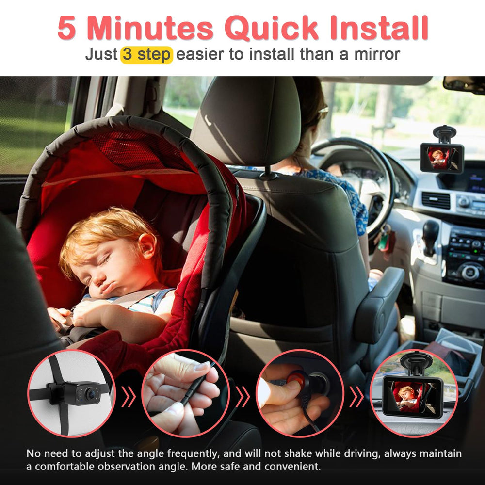 Itomoro Baby Car Camera monitor-display shows crisp 1080p viewing for caregivers.
