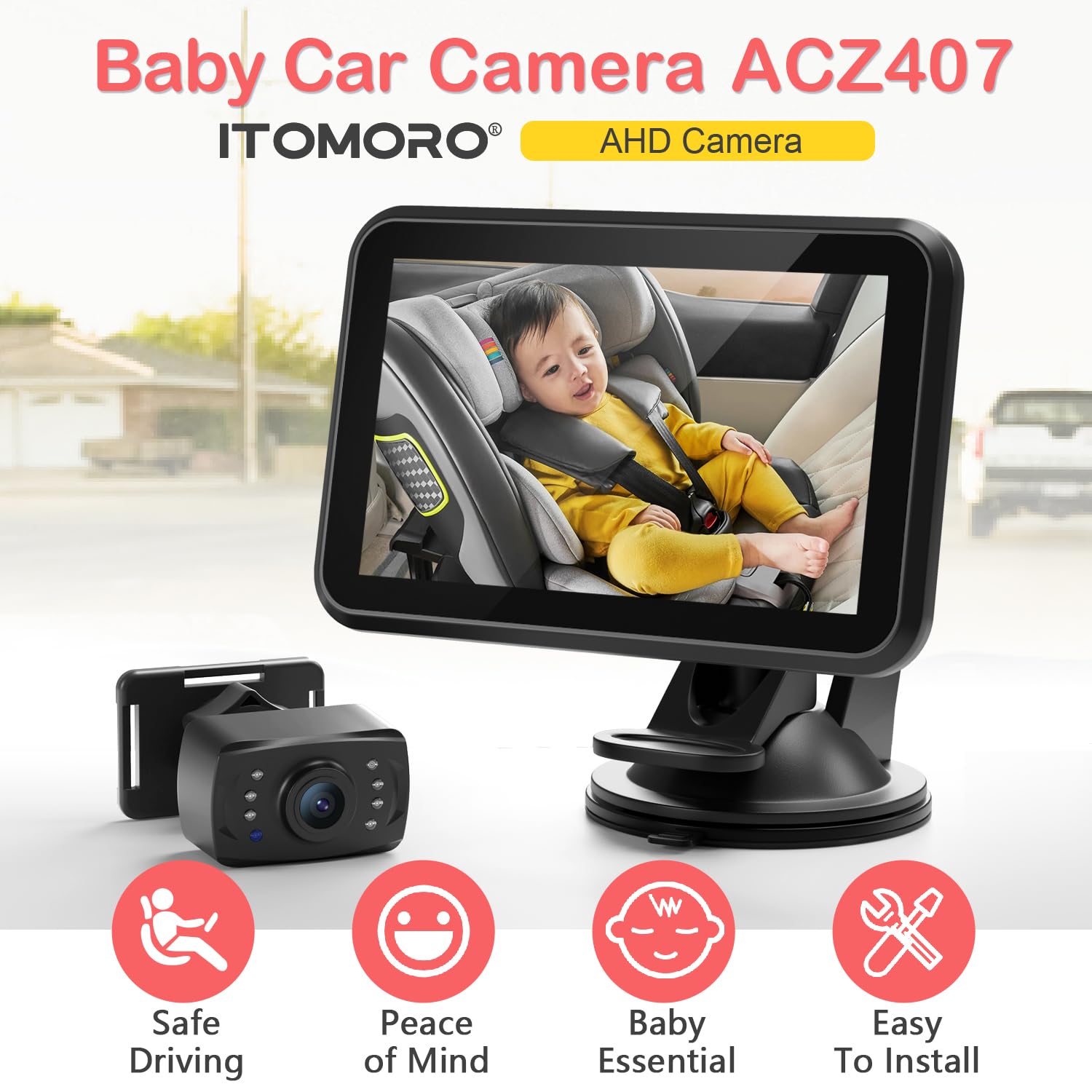 Itomoro Baby Car Camera night-vision delivers clear footage in dim cabins.