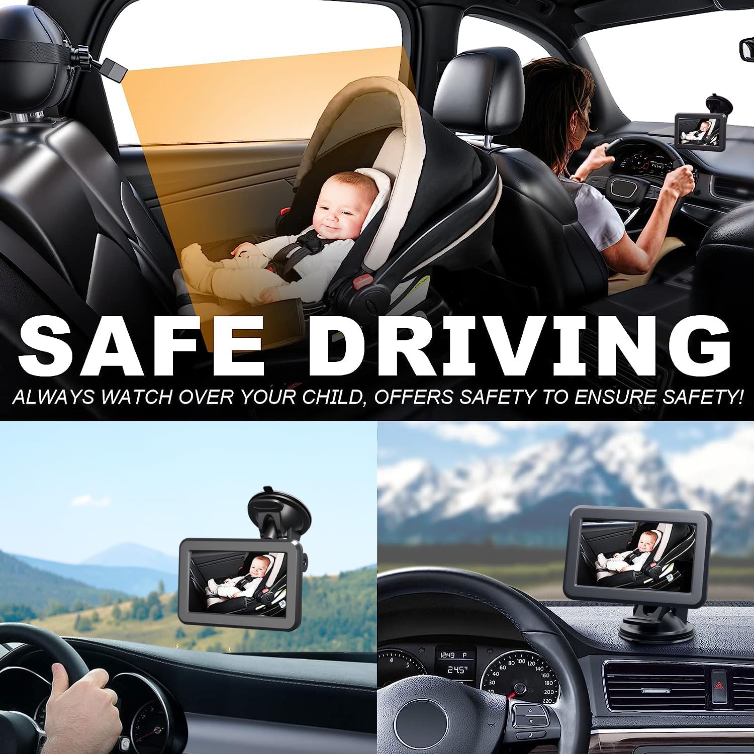 Itomoro baby car camera night vision shows baby clearly in low light.