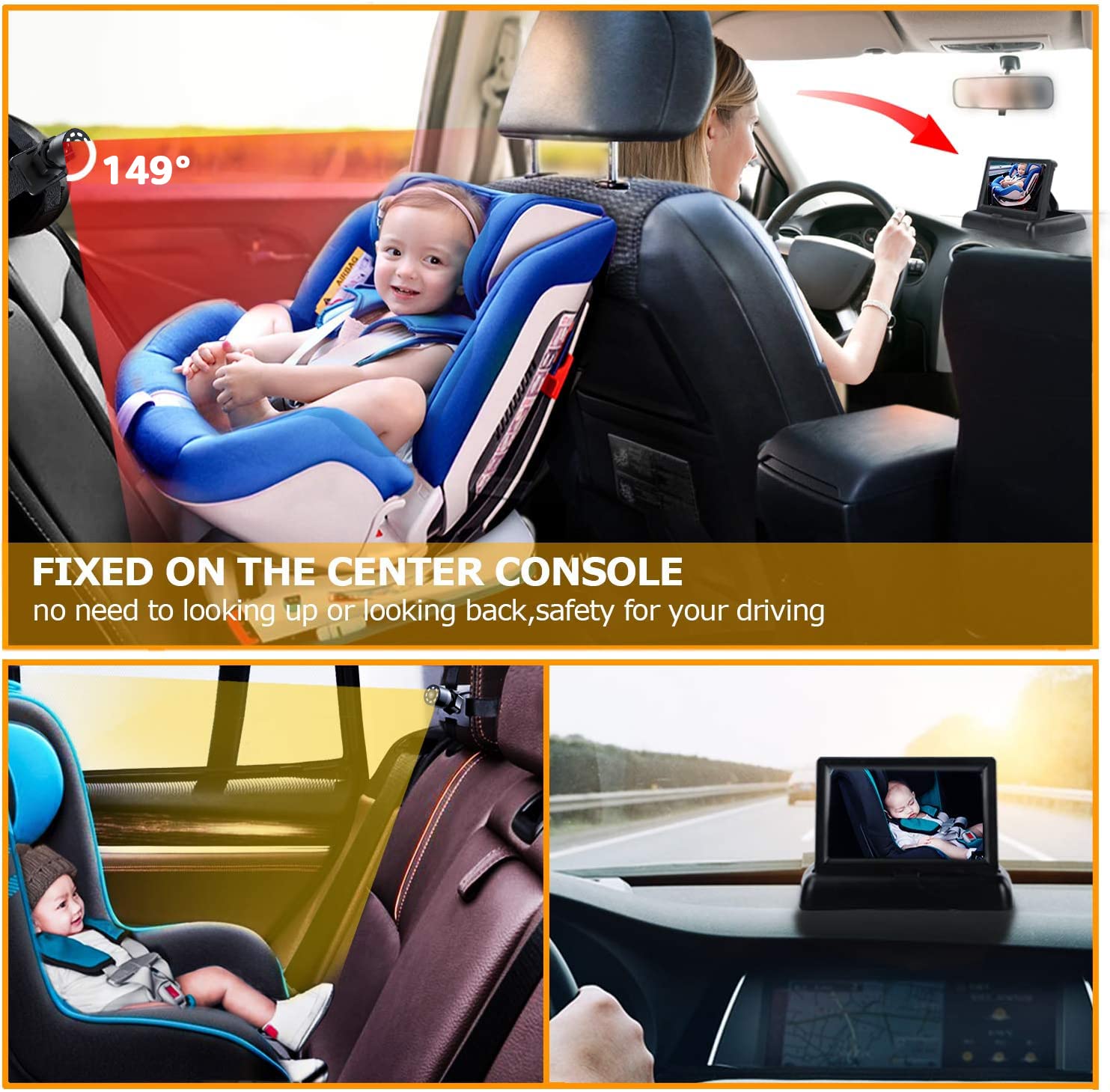 Itomoro Baby Car Mirror 360-degree camera captures wide, distortion-free rear view.