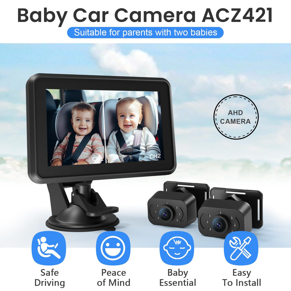 Itomoro baby car mirror 5-inch HD display delivers clear, wide-angle viewing.