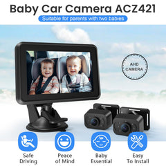 Itomoro baby car mirror 5-inch HD display delivers clear, wide-angle viewing.