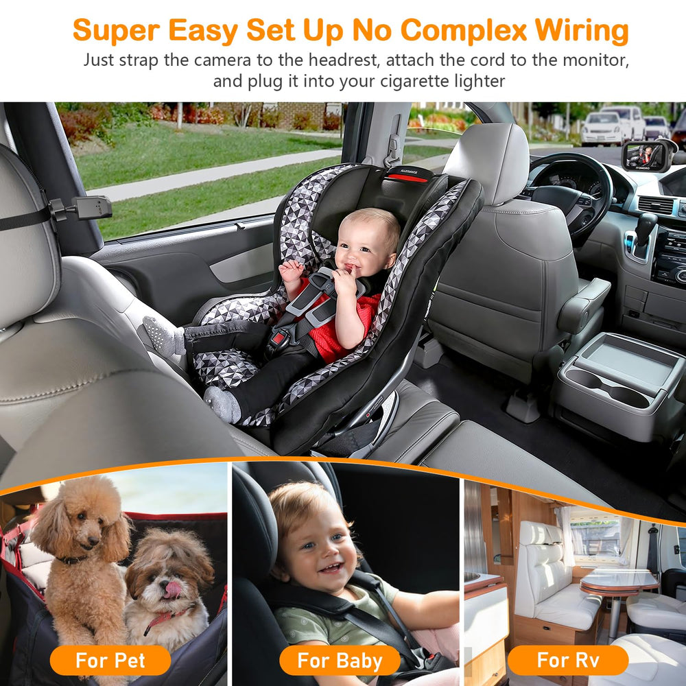 Itomoro battery-powered camera reduces cable clutter in car.