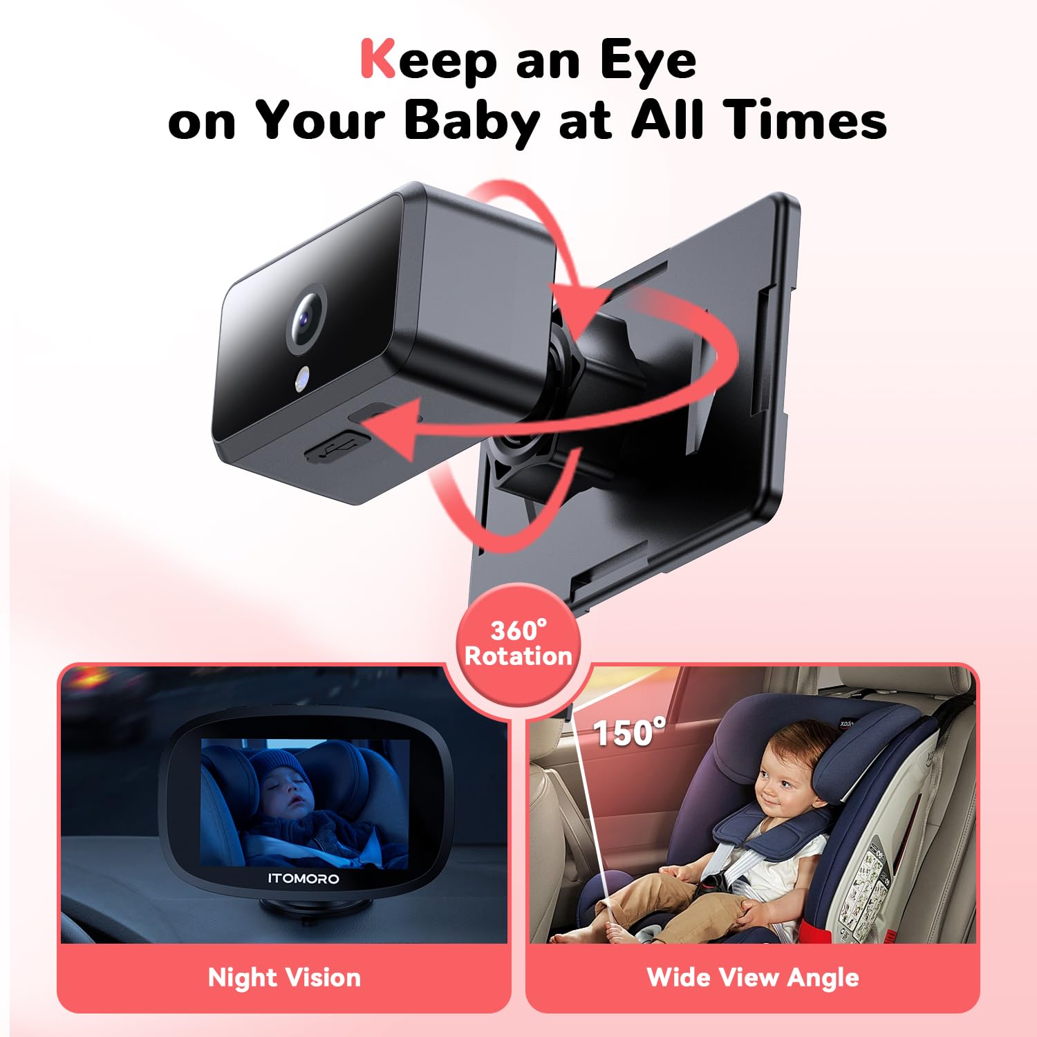 Itomoro monitor with 5000mAh battery lasts long on road trips.